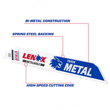 9\" Lenox Metalwolf Wave Edge Bi-Metal Recip Saw Blade, 10TPI (Pack of 5)