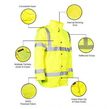 Hi Vis Parka Coat Yellow XXXXL