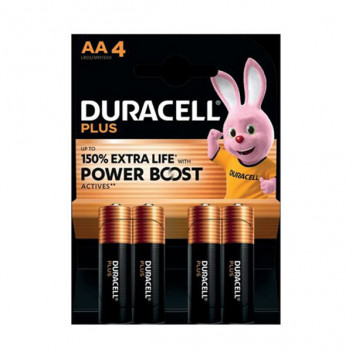 Duracell Plus AA Battery Alkaline 150% Extra Life (Pack of 4)